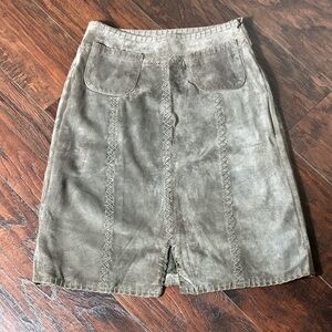 J. Jill Women’s 4 Petite Taupe Leather Skirt